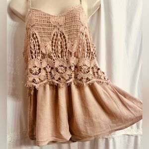 American Eagle Outfitters Y2K Rose Pink Backless Romantic Laced Short Romper XS